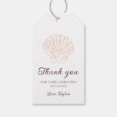 Étiquettes-cadeau Baby shower de plage de Seashell Merci (Devant)