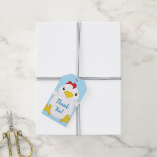 Étiquettes-cadeau Baby shower de poulet Blue Boy