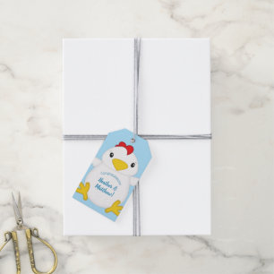 Étiquettes-cadeau Baby shower de poulet Blue Boy