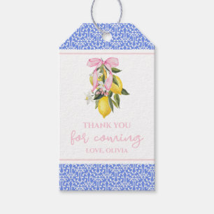 Étiquettes-cadeau Baby shower de préppie citron rose