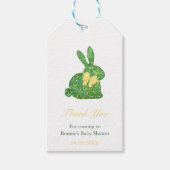 Étiquettes-cadeau Baby shower de printemps vert jaune du lapin Topia (Devant)