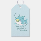 Étiquettes-cadeau Baby shower de requin mignon Kawaii (Devant)