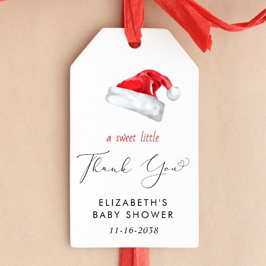 Étiquettes-cadeau Baby shower de Santa Hat Merci
