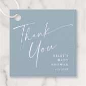 Étiquettes Cadeau Baby shower de script moderne élégant Merci (Devant)