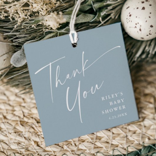 Étiquettes Cadeau Baby shower de script moderne élégant Merci