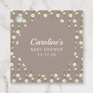Étiquettes Cadeau Baby shower de script personnalisé Boho Daisy Chai