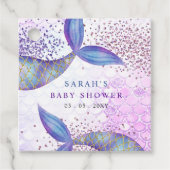 Étiquettes Cadeau Baby shower de sirène à Parties scintillant violet (Devant)