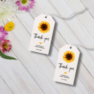 Étiquettes-cadeau Baby shower de tournesol d'automne