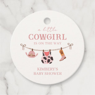 Étiquettes Cadeau Baby shower de vachette de marque Boho rose