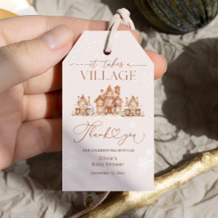 Étiquettes-cadeau Baby shower de village d'hiver Merci