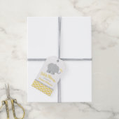 Étiquettes-cadeau Baby shower d'éléphant jaune et gris moderne (Avec de la ficelle)