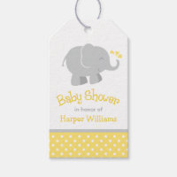 Baby shower d'éléphant jaune et gris moderne