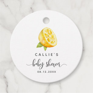 Étiquettes Cadeau Baby shower d'été au citron jaune