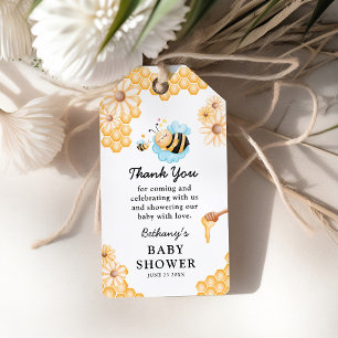 Étiquettes-cadeau Baby shower d'été entre la momie et l'abeille