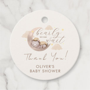 Étiquettes Cadeau Baby shower d'étoile de lune d'ours de sommeil neu