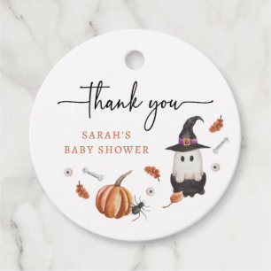 Étiquettes Cadeau Baby shower d'Halloween noir et blanc Favoriser le