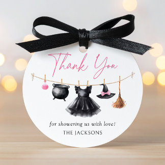 Étiquettes Cadeau Baby shower d'Halloween sorcière