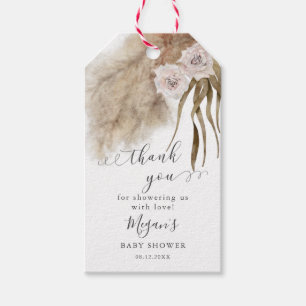 Étiquettes-cadeau Baby shower d'herbe Boho Pampas Rose
