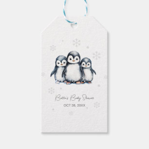 Étiquettes-cadeau Baby shower d'hiver de Pingouin mignon