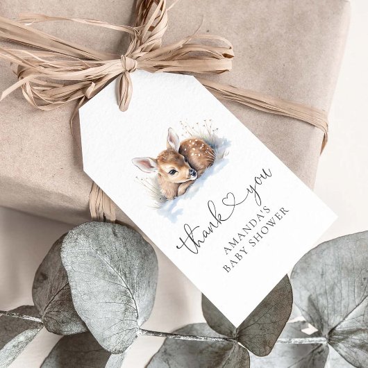 Étiquettes-cadeau Baby shower d'hiver Deer Woodland