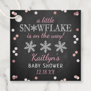 Étiquettes Cadeau Baby shower d'hiver des petites filles de flocon d