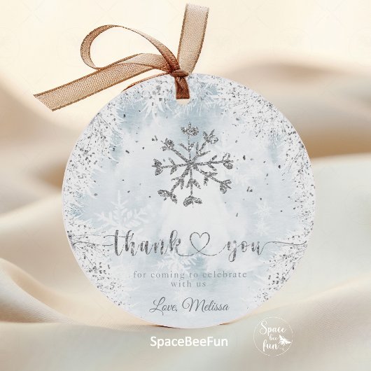 Étiquettes Cadeau Baby shower d'hiver Snowflake