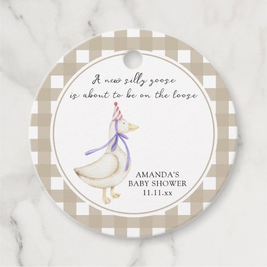 Étiquettes Cadeau Baby shower d'oie (Devant)