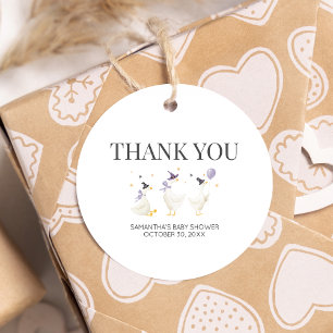 Étiquettes Cadeau Baby shower d'oie ridicule rond
