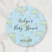 Étiquettes Cadeau Baby shower Dophin bleu vert (Dos)