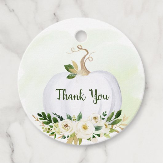 Étiquettes Cadeau Baby shower d'or petit Citrouille (Devant)