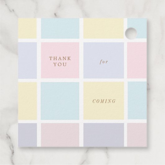 Étiquettes Cadeau baby shower doré en bloc couleur pastel (Dos)