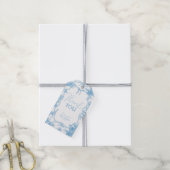Étiquettes-cadeau Baby shower d'ours bleu bleu français (Avec de la ficelle)