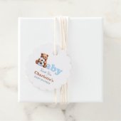 Étiquettes Cadeau Baby shower d'ours bleu Teddy (En situation)