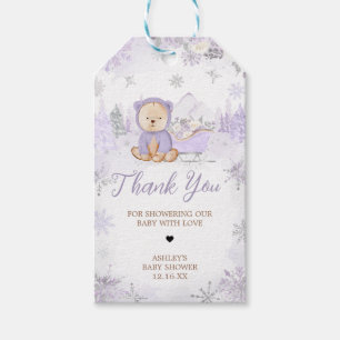 Étiquettes-cadeau Baby shower d'ours d'hiver violet Favoriser les ét