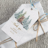 Étiquettes-cadeau Baby shower d'ours forestier d'hiver merci