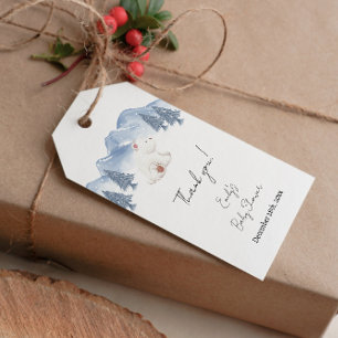 Étiquettes-cadeau Baby shower d'ours polaire hivernal neutre pour le