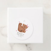 Étiquettes Cadeau Baby shower d'ours rose (En situation)