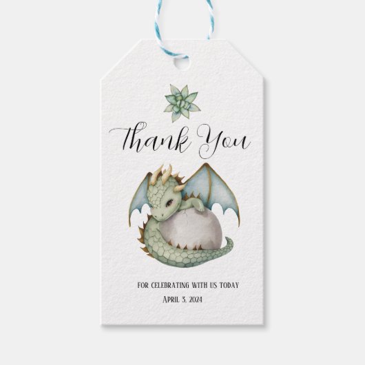 Étiquettes-cadeau Baby shower Dragon (Devant)