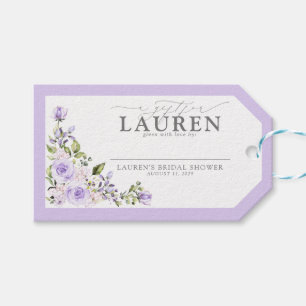 Étiquettes-cadeau Baby Shower Élégant Lilas Lavande Sans Housse