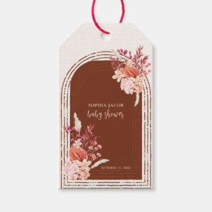 Étiquettes-cadeau Baby shower en arc floral Boho Terracotta