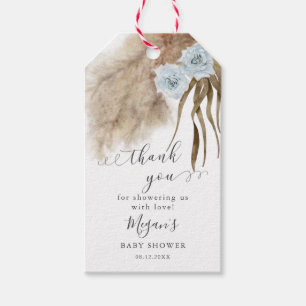 Étiquettes-cadeau Baby shower en herbe Boho Blue Pampas Tags Favour