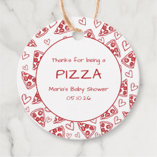 Étiquettes Cadeau Baby shower en tranche de pizza italienne Merci de