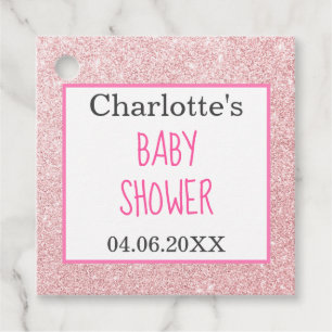 Étiquettes Cadeau Baby shower étincelant de Parties scintillant Rose