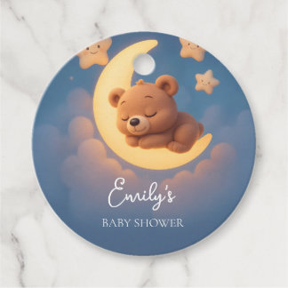 Étiquettes Cadeau Baby Shower Favor Tag - Teddy Bear on the Moon