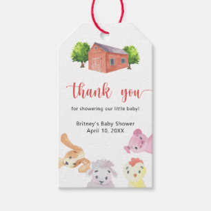 Étiquettes-cadeau Baby shower ferme - merci