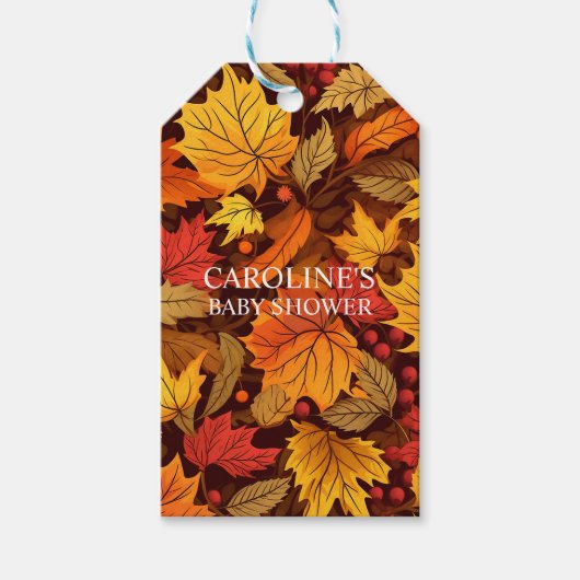 Étiquettes-cadeau Baby shower Feuille d'érable (Devant)