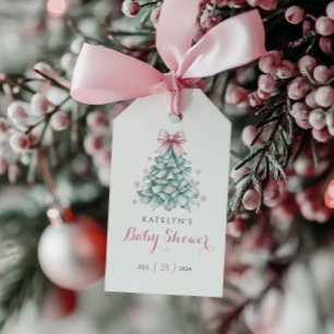 Étiquettes-cadeau Baby shower Fille de Noël d'hiver