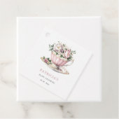 Étiquettes Cadeau Baby shower Fille de Tea Party rose vif (En situation)