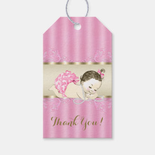 Étiquettes-cadeau Baby Shower Fille Perle Or Rose