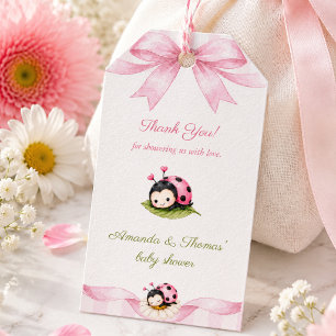 Étiquettes-cadeau Baby Shower Fille Punaise de l'Amour